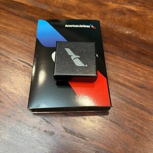 American‎ Airlines Employee Service Metal Lapel Pin Silver Storage Box Black